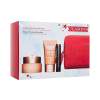 Clarins Extra-Firming Collection Poklon set dnevna krema za lice Extra-Firming Jour 50 ml + noćna krema za lice Extra-Firming Nuit 15 ml + maskara Wonder Perfect Mascara 4D 3 ml 01 Perfect Black + serum za lice Double Serum 0,9 ml + crvena kozmetička torbica