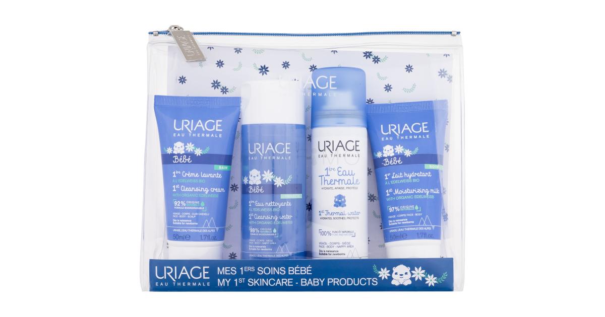 Uriage Bébé My 1st Skincare Poklon set voda za čišćenje tijela 1st  Cleansing Water 100 ml + krema za čišćenje tijela 1st Cleansing Cream 50 ml  + mlijeko za tijelo 1st Moisturizing Milk 50 ml + hidratantna voda za  tijelo 1st Thermal Water 50 ml