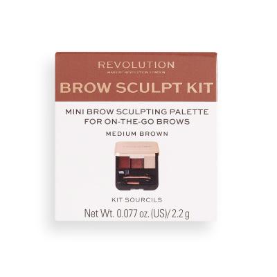 Makeup Revolution London Brow Sculpt Kit Paletica za obrve za žene 2,2 g Nijansa Medium Brown