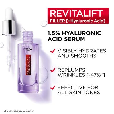 L&#039;Oréal Paris Revitalift Filler HA 1,5% Serum za lice za žene 30 ml