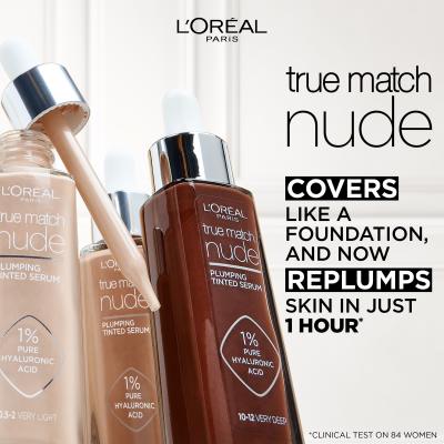 L&#039;Oréal Paris True Match Nude Plumping Tinted Serum Puder za žene 30 ml Nijansa 4-5 Medium