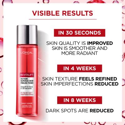 L&#039;Oréal Paris Revitalift 5% Pure Glycolic Acid Peeling Toner Losion i sprej za lice za žene 180 ml