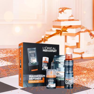 L&#039;Oréal Paris Men Expert Magnesium Defence Poklon set dnevna krema za lice Men Expert Magnesium Defense 24h Moisturizer 50 ml + dezodorans Men Expert Magnesium Defense 150 ml + gel za tuširanje Men Expert Magnesium Defence Shower Gel 300 ml