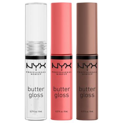 NYX Professional Makeup Mrs. Claus Butter Gloss Lip Trio Poklon set glos za usne Butter Gloss 8 ml + glos za usne Butter Gloss 8 ml Créme Brulee + glos za usne Butter Gloss 8 ml Cinnamon Roll