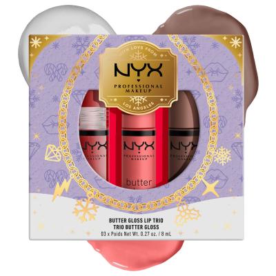 NYX Professional Makeup Mrs. Claus Butter Gloss Lip Trio Poklon set glos za usne Butter Gloss 8 ml + glos za usne Butter Gloss 8 ml Créme Brulee + glos za usne Butter Gloss 8 ml Cinnamon Roll