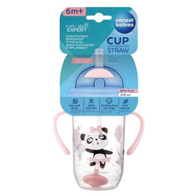 Canpol babies Exotic Animals Non-Spill Expert Cup With Weighted Straw Pink Čašica za djecu 270 ml