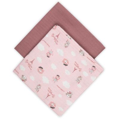 Canpol babies Bonjour Paris Muslin Squares Diapers Pink Tetra pelena za djecu 2 kom