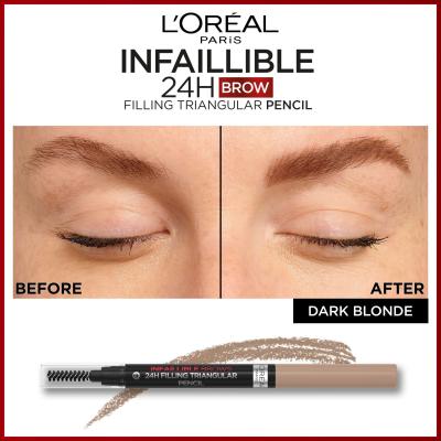 L&#039;Oréal Paris Infaillible Brows 24H Filling Triangular Pencil Olovka za obrve za žene 1 ml Nijansa 06 Dark Blonde