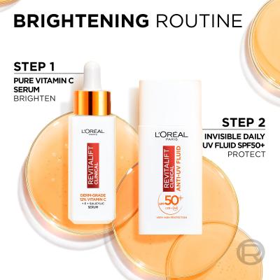 L&#039;Oréal Paris Revitalift Clinical Pure 12% Vitamin C Poklon set serum Revitalift Clinical Vitamin C Serum 30 ml + dnevna krema za lice Revitalift Clinical Vitamin C Anti-UV Fluid SPF50 50 ml