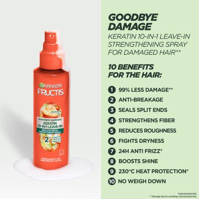 Garnier Fructis Goodbye Damage Keratin 10-In-1 Leave-In Njega kose bez ispiranja za žene 150 ml