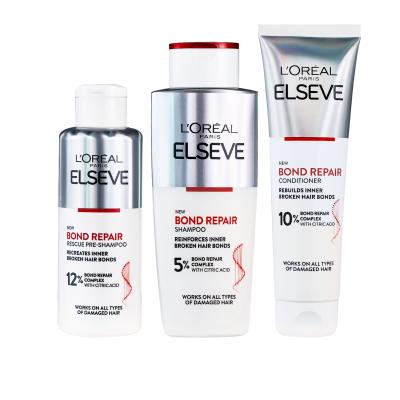 L&#039;Oréal Paris Elseve Bond Repair Poklon set šampon Elseve Bond Repair Shampoo 200 ml + njega prije šamponiranja Elseve Bond Repair Pre-Shampoo 200 ml + regenerator Elseve Bond Repair Balm 150 ml