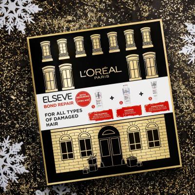 L&#039;Oréal Paris Elseve Bond Repair Poklon set šampon Elseve Bond Repair Shampoo 200 ml + njega prije šamponiranja Elseve Bond Repair Pre-Shampoo 200 ml + regenerator Elseve Bond Repair Balm 150 ml