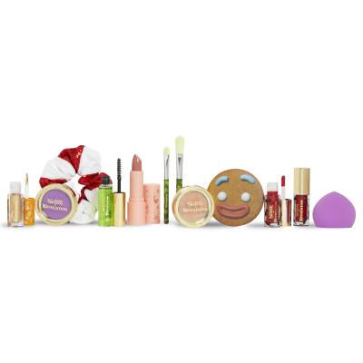 Makeup Revolution London Shrek Gingy 12 Days Advent Calendar Poklon set sjenilo 2 kom + highlighter 1 kom + sjajilo za usne 2 kom + ruž 1 kom + rumenilo 1 kom + gel za obrve 1 kom + kist 2 kom + spužvica za šminkanje 1 kom + ogledalo 1 kom + gumica za kosu 1 kom