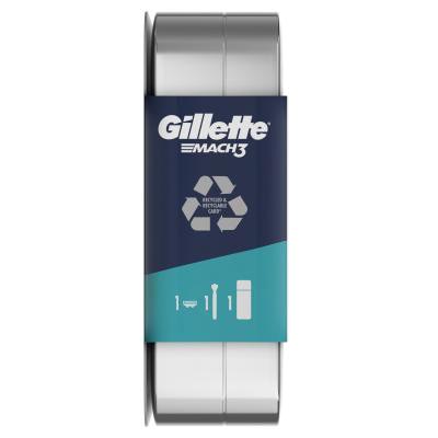 Gillette Mach3 Poklon set brijač 1 kom + gel za brijanje Soothing With Aloe Vera Sensitive 75 ml + limena kutija