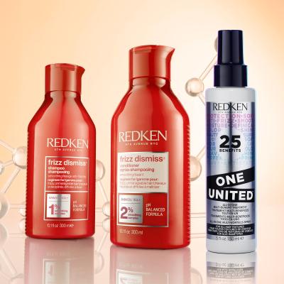 Redken Frizz Dismiss Dream Big Poklon set šampon Frizz Dismiss 300 ml + regenerator Frizz Dismiss 300 ml + njega kose One United All-In-One Multi-Benefit Treatment 150 ml