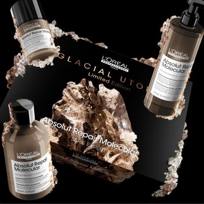 L&#039;Oréal Professionnel Absolut Repair Molecular Glacial Utopia Limited Edition Poklon set šampon Absolut Repair Molecular 300 ml + serum za kosu Absolut Repair Molecular 250 ml + maska za kosu Absolut Repair Molecular Professional Leave-In Mask 50 ml