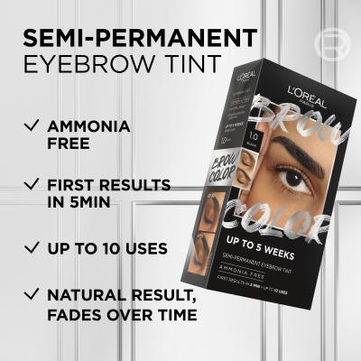 L&#039;Oréal Paris Brow Color Semi-Permanent Eyebrow Tint Boja za obrve za žene 1 kom Nijansa 1.0 Black