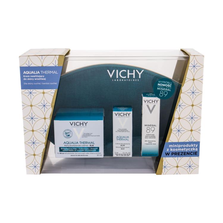 Vichy Aqualia Thermal Rich Poklon set dnevna krema 50 ml + serum za lice Minéral 89 10 ml + krema za lice 3 ml + kozmetička torbica