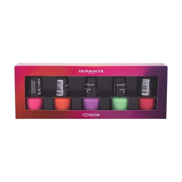 Dermacol Neon Poklon set lak za nokte 5 ml + lak za nokte 5 ml 29 Neon Obsession + lak za nokte 5 ml 31 Neon Jelly + lak za nokte 5 ml 32 Neon Green + lak za nokte 5 ml 35 Neon Fantasy