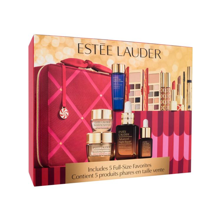 Estée Lauder Blockbuster Poklon set serum za lice Advanced Night Repair 30 ml + 7 ml + krema za lice Revitalizing Supreme+ 15 ml + 7 ml + sredstvo za skidanje šminke s očiju Gentle Eye Makeup Remover 100 ml + paleta sjenila za oči 6 g Candy Glam + Candy Glow + ruž za usne 2x3,5 g + sjaj za usne 2x2,