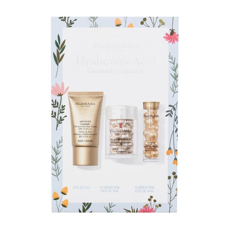 Elizabeth Arden Hyaluronic Acid Ceramide Capsules Day Set Poklon set serum za kožu Hyaluronic Acid Ceramide Hydra-Plumping Serum 30 kom + serum za kožu Advanced Ceramide Daily Youth Restoring Serum 14 kom + dnevna krema za kožu Advanced Ceramide Lift and Firm Day Cream SPF15 15 ml