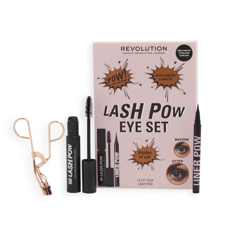 Makeup Revolution London Lash Pow Eye Set Poklon set maskara 5D Lash Pow Mascara 12,2 ml + eyeliner Liner Pow 0,5 ml Black + uvijači za trepavice