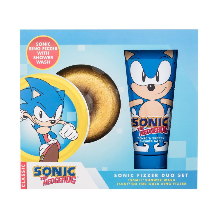 Sonic The Hedgehog Bath Fizzer Duo Set Poklon set bombica za kupanje 150 g + gel za tuširanje Sonic&#039;s Speedy 150 ml oštećena kutija