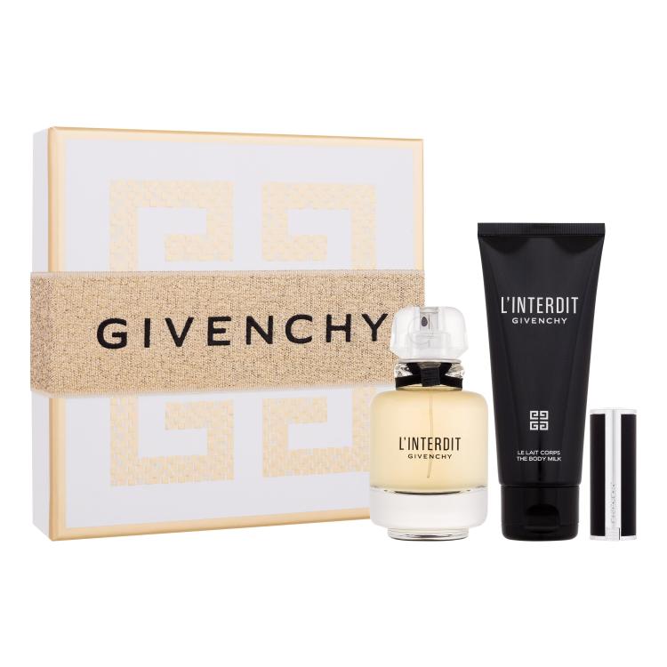 Givenchy L&#039;Interdit Poklon set parfemska voda 50 ml + losion za tijelo 75 ml + ruž za usne Le Rouge Interdit Intense Silk 1,5 g 333