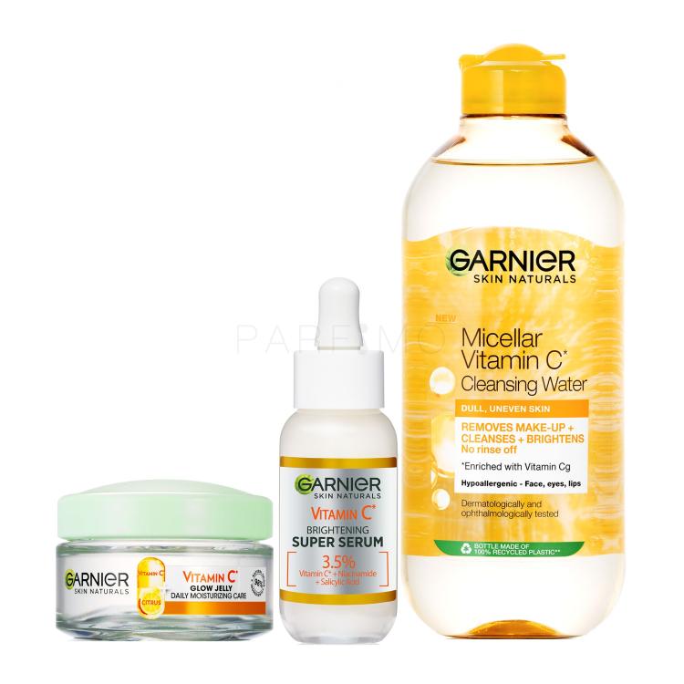 Set Gel za lice Garnier Skin Naturals Vitamin C Glow Jelly Daily Moisturizing Care + Serum za lice Garnier Skin Naturals Vitamin C Brightening Super Serum + Micelarna voda Garnier Skin Naturals Vitamin C Micellar Cleansing Water