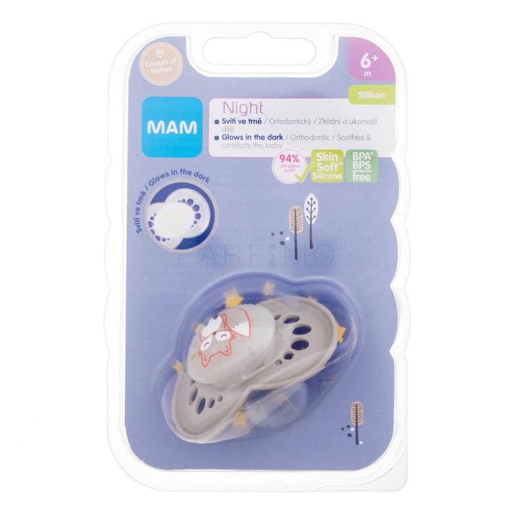 MAM Night Silicone Pacifier 6m+ Fox Duda za djecu 1 kom