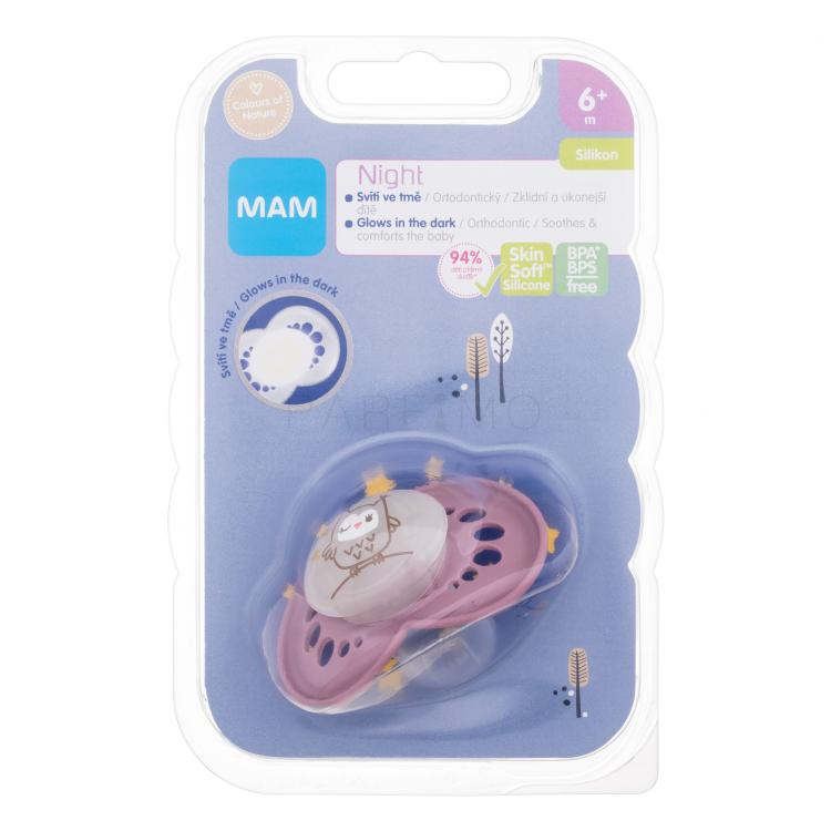 MAM Night Silicone Pacifier 6m+ Owl Duda za djecu 1 kom