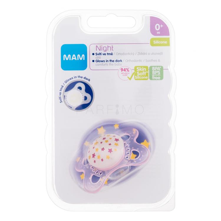 MAM Night Silicone Pacifier 0m+ Stars Duda za djecu 1 kom