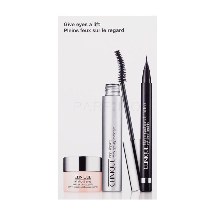 Clinique High Impact Zero Gravity Poklon set maskara High Impact Zero Gravity Mascara 8 ml + krema za područje oko očiju All About Eyes 5 ml + eyeliner High Impact Easy Liquid Liner 0,34 g Black