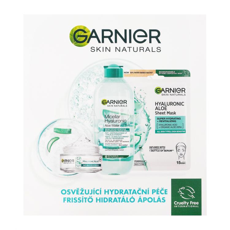 Garnier Skin Naturals Hyaluronic Aloe Poklon set dnevni gel za lice Skin Naturals Hyaluronic Aloe Jelly Daily Moisturizing Care 50 ml + micelarna voda Skin Naturals Micellar Hyaluronic Aloe Water 400 ml + maska za lice Skin Naturals Hyaluronic Aloe Serum Tissue Mask 28 g