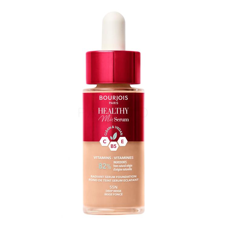 BOURJOIS Paris Healthy Mix Clean &amp; Vegan Serum Foundation Puder za žene 30 ml Nijansa 55N Deep Beige