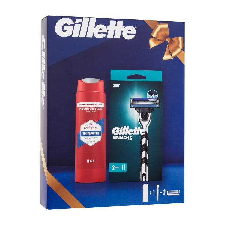 Gillette Mach3 Poklon set aparat za brijanje 1 kom + rezervna glava 1 kom + gel za tuširanje i šampon Old Spice Whitewater 3u1 250 ml