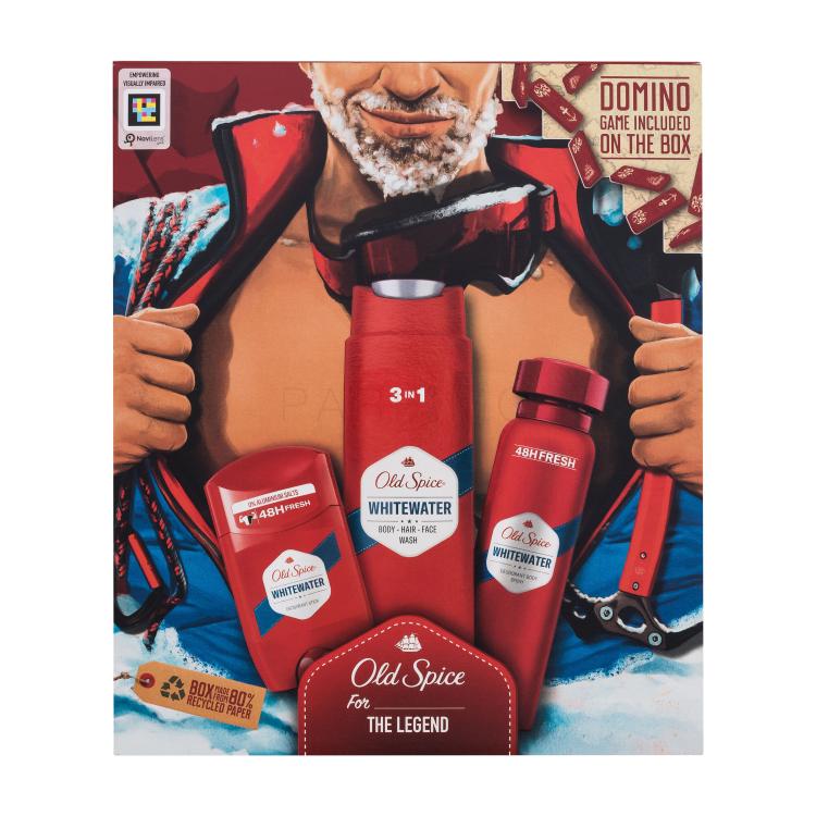 Old Spice Whitewater Poklon set dezodorans 150 ml + deostick 50 ml + gel za tuširanje 3 u 1 250 ml + domino oštećena kutija