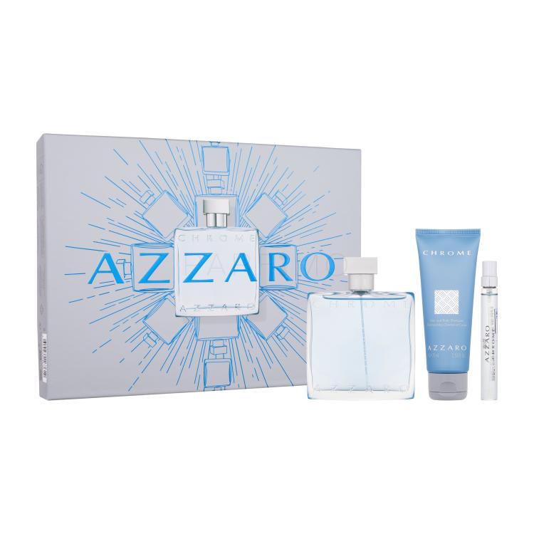 Azzaro Chrome Poklon set toaletna voda 100 ml + toaletna voda 10 ml + šampon za kosu i tijelo 75 ml