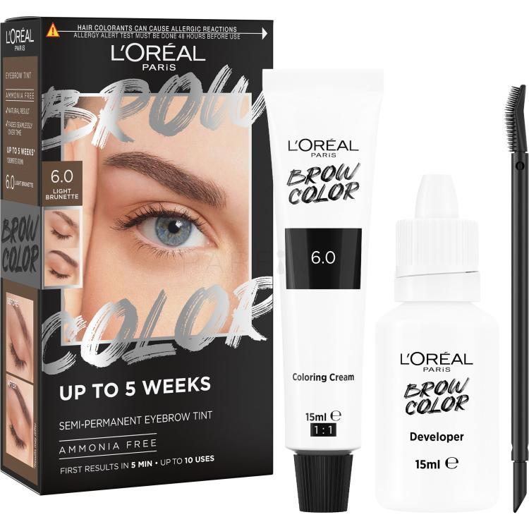 L&#039;Oréal Paris Brow Color Semi-Permanent Eyebrow Tint Boja za obrve za žene 1 kom Nijansa 6.0 Light Brunette