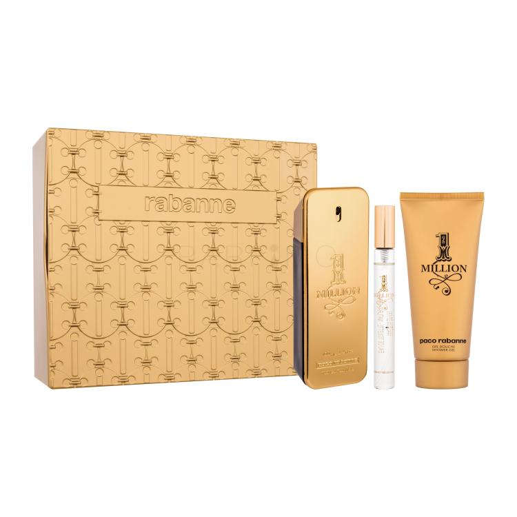 Paco Rabanne 1 Million SET1 Poklon set toaletna voda 100 ml + gel za tuširanje 100 ml + toaletna voda 10 ml + limena kutija