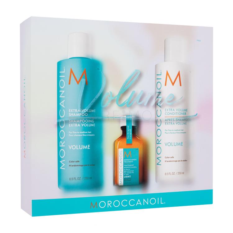 Moroccanoil Volume Poklon set šampon Extra Volume Shampoo 250 ml + regenerator Extra Volume Conditioner 250 ml + Treatment Light ulje za kosu 25 ml + losion za tijelo Body Lotion 10 ml