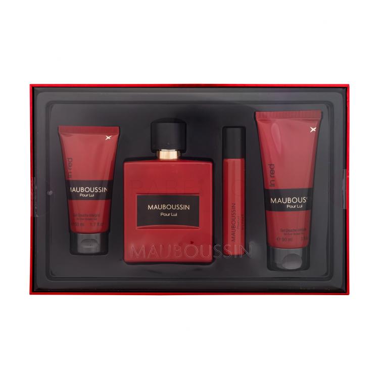 Mauboussin Pour Lui In Red Poklon set parfemska voda 100 ml + gel za tuširanje 90 ml + parfemska voda 20 ml + gel za tuširanje 50 ml