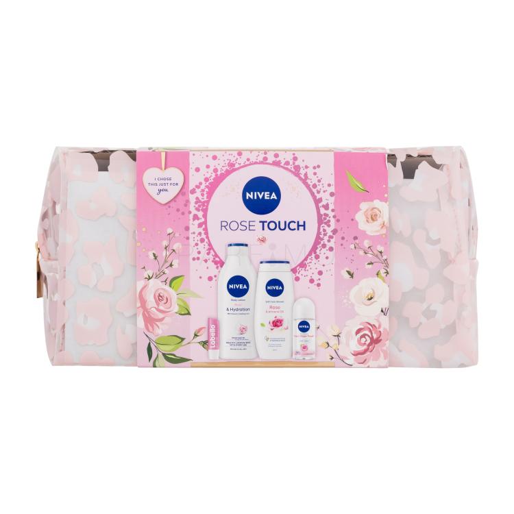 Nivea Rose Touch Poklon set antiperspirant Fresh Rose Touch 50 ml + losion za tijelo Rose &amp; Hydration 400 ml + gel za tuširanje Rose &amp; Almond Oil 250 ml + balzam za usne Labello Soft Rosé 4,8 g + kozmetička torbica