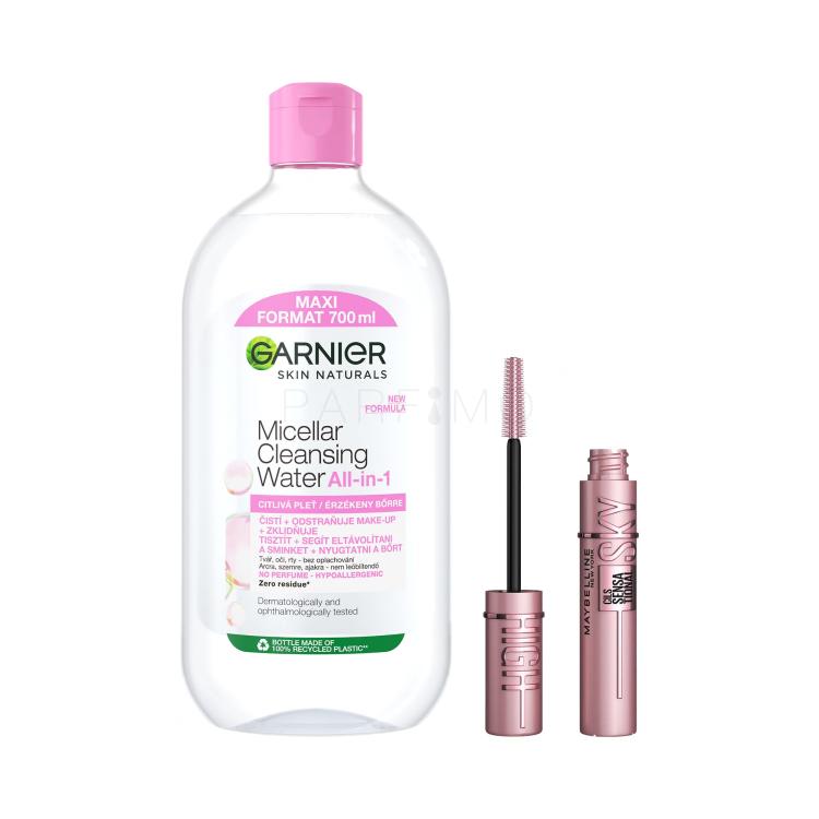 Set Micelarna voda Garnier Skin Naturals Micellar Cleansing Water All-in-1 + Maskara Maybelline Lash Sensational Sky High