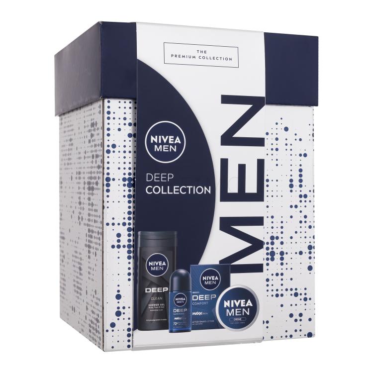 Nivea Men Deep Collection Poklon set krema za lice, tijelo i ruke Men Creme 75 ml + losion poslije brijanja Men Deep Comfort 100 ml + antiperspirant Men Deep Darkwood 50 ml + gel za tuširanje Men Deep Clean 250 ml