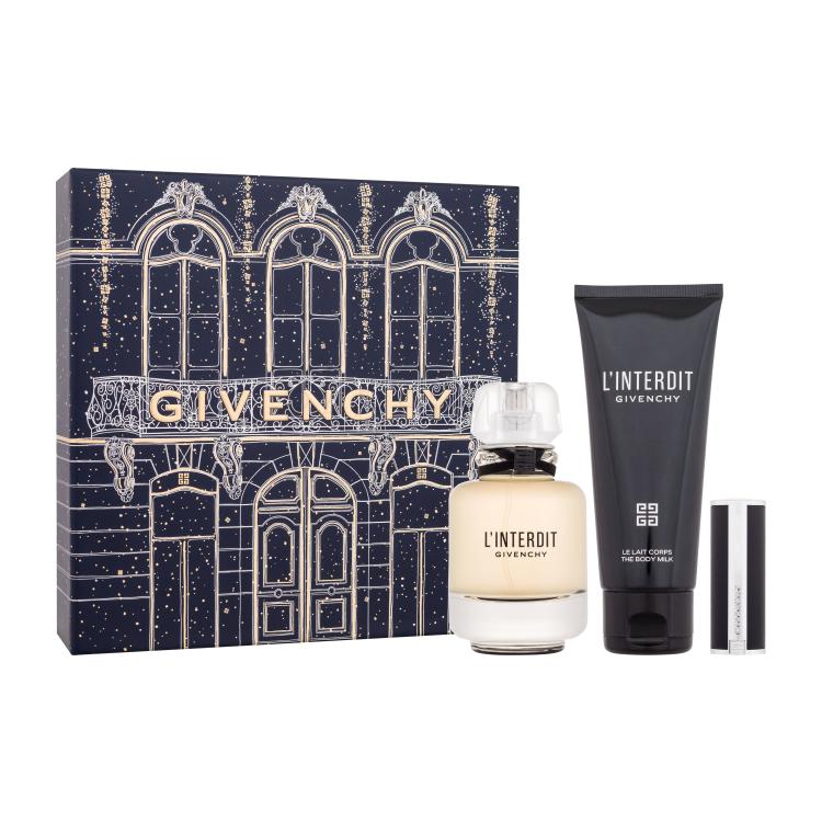 Givenchy L&#039;Interdit Poklon set parfemska voda 50 ml + losion za tijelo 75 ml + ruž za usne Le Rouge Interdit Intense Silk 1,5 g 333