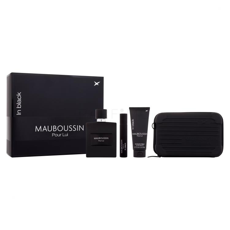 Mauboussin Pour Lui In Black Poklon set parfemska voda 100 ml + gel za tuširanje 75 ml + parfemska voda 20 ml + torbica za rame