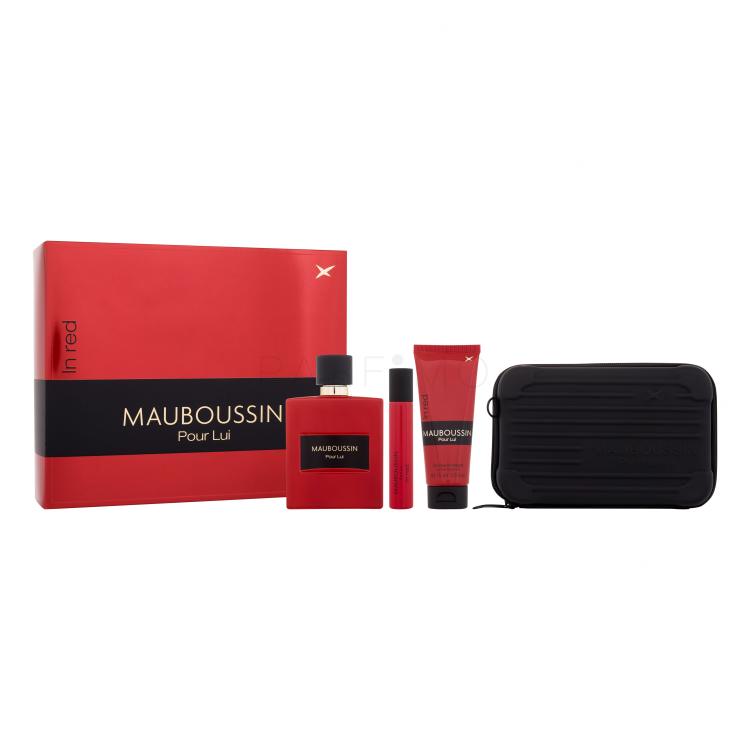 Mauboussin Pour Lui In Red Poklon set parfemska voda 100 ml + gel za tuširanje 75 ml + parfemska voda 20 ml + torbica za rame