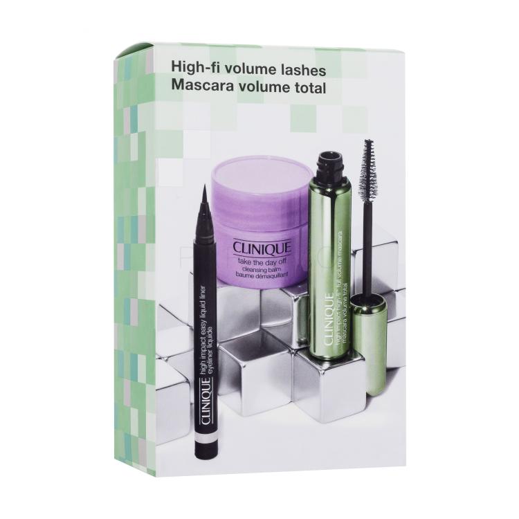 Clinique High Impact High-Fi Full Volume Mascara Poklon set maskara High Impact High-Fi 10 ml + tuš za oči High Impact Eyeliner Liquide 0,34 g Black + balzam za čišćenje Take The Day Off 15 ml